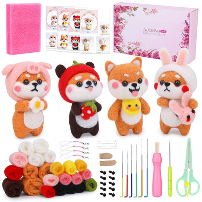 UOOU Needle Felting Kit, Wool Felting Kit with 6 Pcs Colorful Needle Felting Needles and Instructions, Wool Felting Supplies for Adults and Beginners