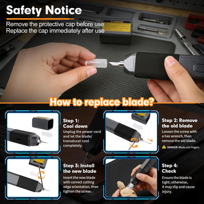 Ultrasonic Cutter, 40kHz High Precision Ultrasonic Cutting Knife, 30W Corded Ultrasonic Knife for Better Cooling, Effortless Support Removal Tool for Resin, Plastic, PCB, Leather, Hobby DIY Craft