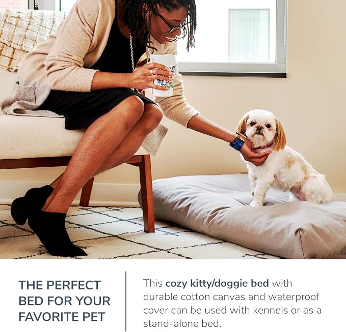Naturepedic Organic X-Large Pet Bed - Super Plush Dog & Cat Beds - Ultra Supportive Dog Bed Mat - Ideal Pet Bed with No Polyurethane Foam - 41" x 27" x 4"
