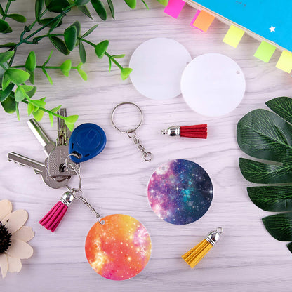 Duufin 108 Pieces Acrylic Keychain Blanks with Key Chain Rings 2 Inch Round Clear Acrylic Blanks for Keychain DIY Projects and Crafts