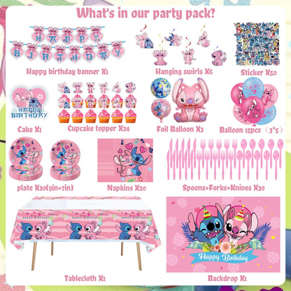 171 PCS Birthday Party Decorations Set Include Banner, Tablecloth, Backdrop, Hanging Swirl, Paper Tableware, Balloons for Adult Party, 10 Guest
