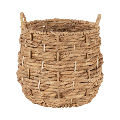 Kate and Laurel Livia Modern Woven Storage Basket, 13 x 13, Natural Water Hyacinth, Boho Wicker Basket for Use as Nursery Storage, Mini Laundry Basket, or Living Room Blanket Basket