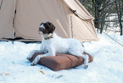 WHITEDUCK Outdoor Dog Bed Heavy-Duty 12oz Canvas, Water-Repellent Cotton, Machine Washable Removable Cover with Full-Length Zipper, Dog Bed for Large Dogs & Crate, (Brown) 41" Lx33 Wx4.3 th (XL)