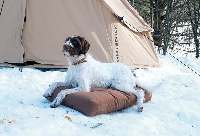 WHITEDUCK Outdoor Dog Bed Heavy-Duty 12oz Canvas, Water-Repellent Cotton, Machine Washable Removable Cover with Full-Length Zipper, Dog Bed for Large Dogs & Crate, (Black) 41" Lx33 Wx4.3 th (XL)