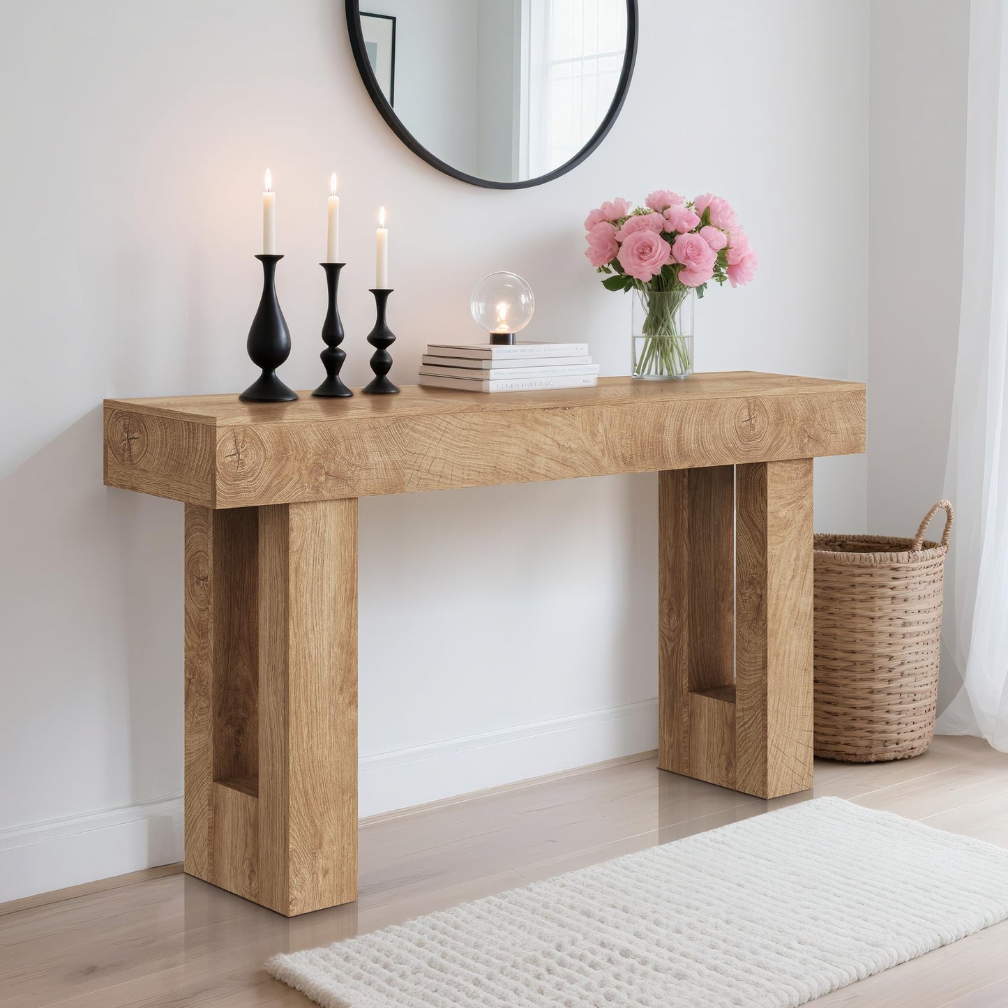 GarveeTech 63" Console Table for Entryway, Narrow Sofa Table Behind Couch, Wooden Hallway Table for Living Room, Foyer Entry Table