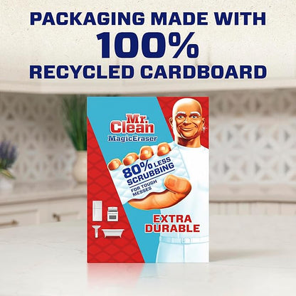 Mr. Clean Magic Eraser Sponge, All Purpose Cleaner, Cleaning Scrubber, Wall, Sneaker, Kitchen, Bathroom, Shower, Melamine Sponge, Pads, Extra Durable, 10ct