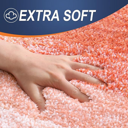 OLANLY Bathroom Runner Rugs Mat 44x24, Extra Soft Absorbent Microfiber Bath Rugs, Rubber Backing, Quick Dry, Washable Long Bath Mats for Bathroom Floor, Tub and Shower, Home Decor Accessories, Coral