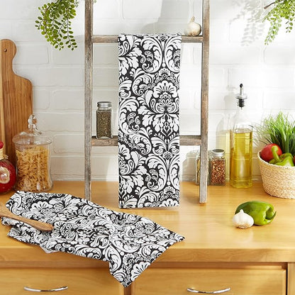 DII Cotton Dish Towel Set Damask Print