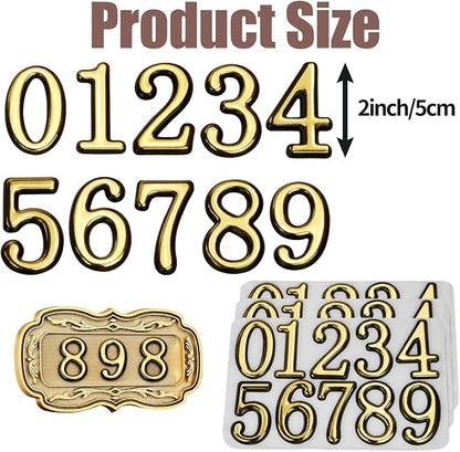 opasyo 30 Pieces Mailbox Numbers for Outside 2 inch 0-9 Self-Adhesive Mail Box Numbers,3D Gold House Numbers for Mailbox, Apartment, House, Trash Bins,Office Hotel Room (Gold, 2inch)