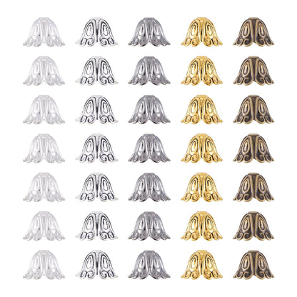 EEE ELECRELIVE 100Pcs Flower Cone Bead Caps 5 Colors Floral Tassel Earring Bead Caps 15mm Antique Style Metal End Beads for Tassel Earring Bracelet Jewelry Making Supplies