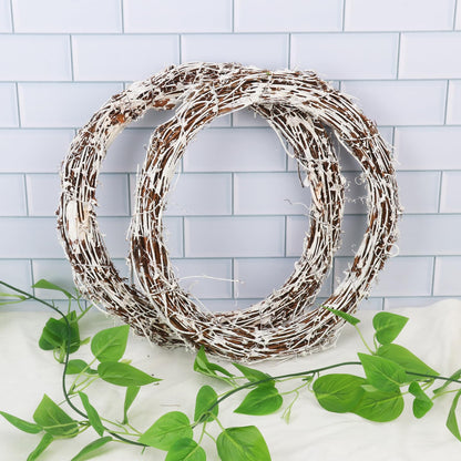 KUKLIPJIM 7 Pcs 12 inch Natural Grapevine Wreath Set, Hand-Woven Vine Branch Wreaths for DIY Crafts, Christmas Decorations, Home & Event Styling(White)