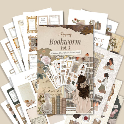 Rongrong Bookworm Planner Stickers Book Volume 3 Theme for Planners, Calendars, Journals – Perfect for Book Lovers – Scrapbook Accessories – 24 Pages