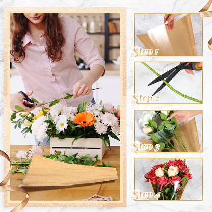 Sabary 100 Pcs Flower Bouquet Wrapping Paper Flower Rose Sleeves Bulk Floral Bags for Valentine Bridal Shower Wedding Anniversary Birthday Mother's Day(15.8" x 13.8")