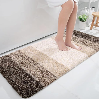 OLANLY Bathroom Runner Rugs Mat 47x24, Extra Soft Absorbent Microfiber Bath Rugs, Rubber Backing, Quick Dry, Washable Long Bath Mats for Bathroom, Tub and Shower, Home Decor Accessories, Light Brown