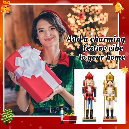 Hiboom 2 Set Christmas Unfinished Nutcrackers Wooden 9.84" Unpainted Nutcracker Figurines Ornament with Pigment, Paintbrush and White Beard, King Shape Figurines Blank for DIY Craft Xmas Decoration