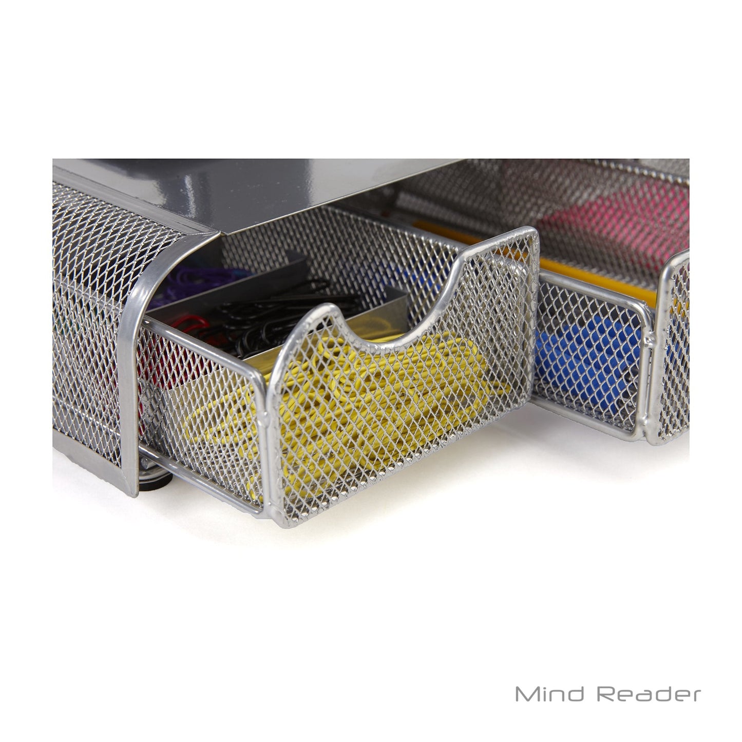 Mind Reader Perch Monitor Stand Desk Organizer, Silver Metal Mesh (Pack of 2)