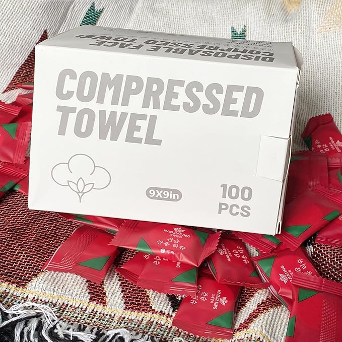 100 Pcs Mini Compressed Towels, Disposable Face Compressed Towel, Compressed