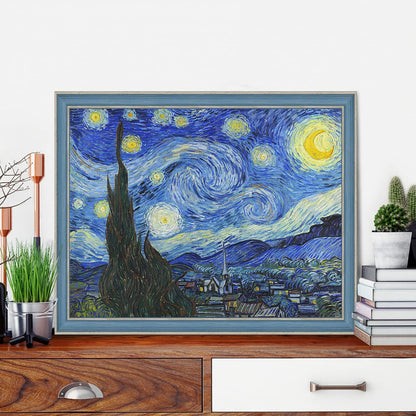 VeGuude Paint by Numbers for Adults and Kids Beginner, 4 Pack Van Gogh Starry Night Painting by Number Kits On Canvas, Without Frame DIY Oil Painting Acrylic Paints, Home Wall Decor Gift 12x16inch