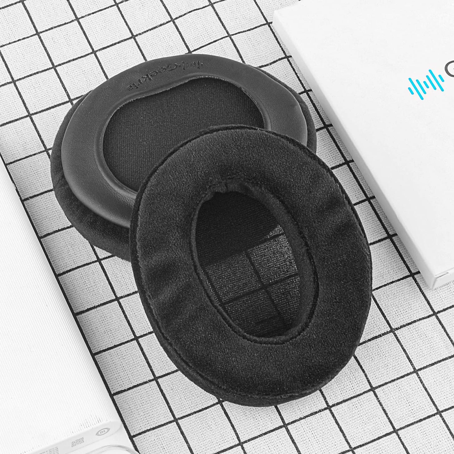 Geekria Comfort Velour Replacement Ear Pads for Audio-Technica ATH-M50X, ATH-M50xBT2, ATH-M40X, ATH-M30X, ATH-M20X, ATH-M10 Headphones, Repair Parts with Video Guide (Black)