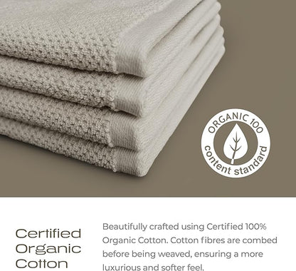 Luxury Silver-Infused Beige Washcloths 4-Pack, 12.9"x12.9"
