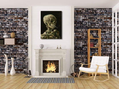 Wieco Art Skull of a Skeleton with Burning Cigarette, 1886 by Vincent Van Gogh Canvas Wall Art for Home Decor and Wall Decor Post-impressionism Canvas Prints Pictures Artwork