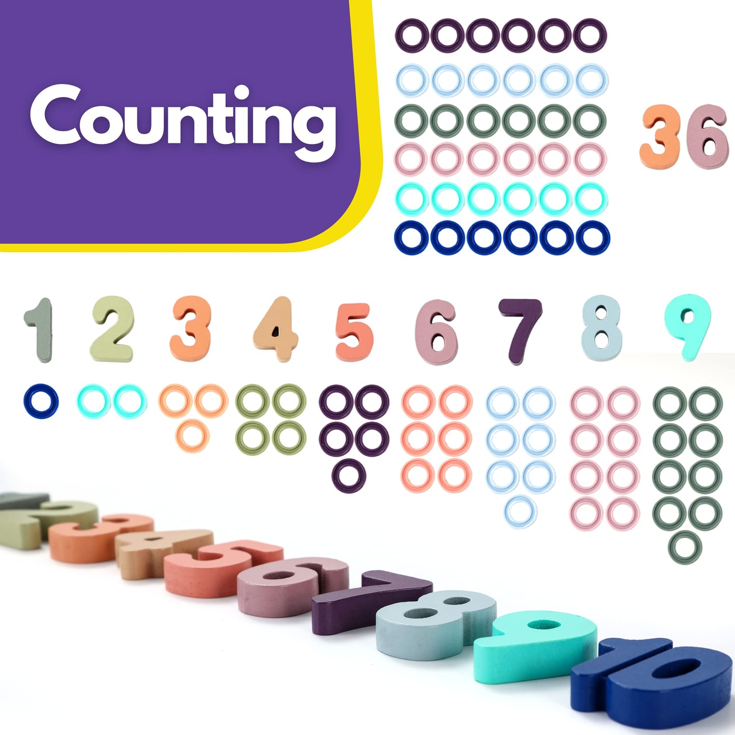 Toddler Montessori Toys Teaches Number, Counting, Math, Stacking Fun Preschool Learning Activates for Boy and Girl | 1 Year Old Boy Gifts and Beyond! (Macaron)