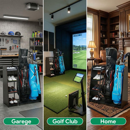 Ponsonbay Golf Bag Storage Organizer for Garage Holds 2 Golf Bags
