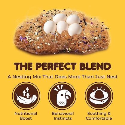 SunGrow Coco Fiber Herbs for Small and Medium Birds, with Chamomile, Lavender, Peppermint & Calcium, Nesting Pad, Aviary Bedding & Substrate for Budgies, Cockatiels, Canaries, Finches, Parrots, 5 oz