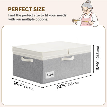 GRANNY SAYS Decorative Storage Boxes with Lid, Large Storage Bins with Double-Open Lid, Fabric Storage Basket for Clothes, 63L Closet Linen Storage Bin, White&Gray, 2-Pack