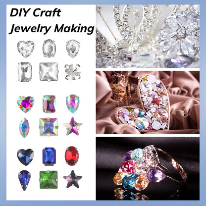 460 Pieces Sew on Rhinestones Glass Sewing Claw Gemstones and Crystals Metal Back Prong Setting Sewing Rhinestones for Clothes DIY Crafts Clothes Shoes Bag (Mixed Color)