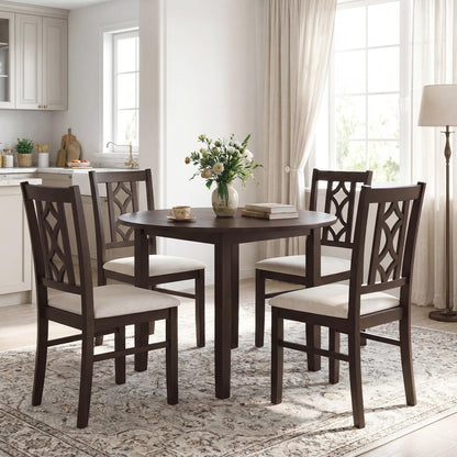 Giantex Dining Chairs Set of 4, Rubber Wood Dining Room Chairs with Hollowed Backrest & Padded Seat, Farmhouse Side Chairs for Living Room Kitchen, Walnut