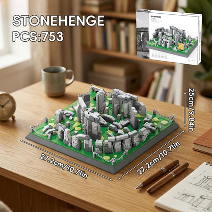 GHQYTPR Stonehenge Building Block Set 753 Pcs World Famous Architecture Model Kit for Adults & Teens Historical England Landmark Construction Project Home Office Desk Decor Display Gift