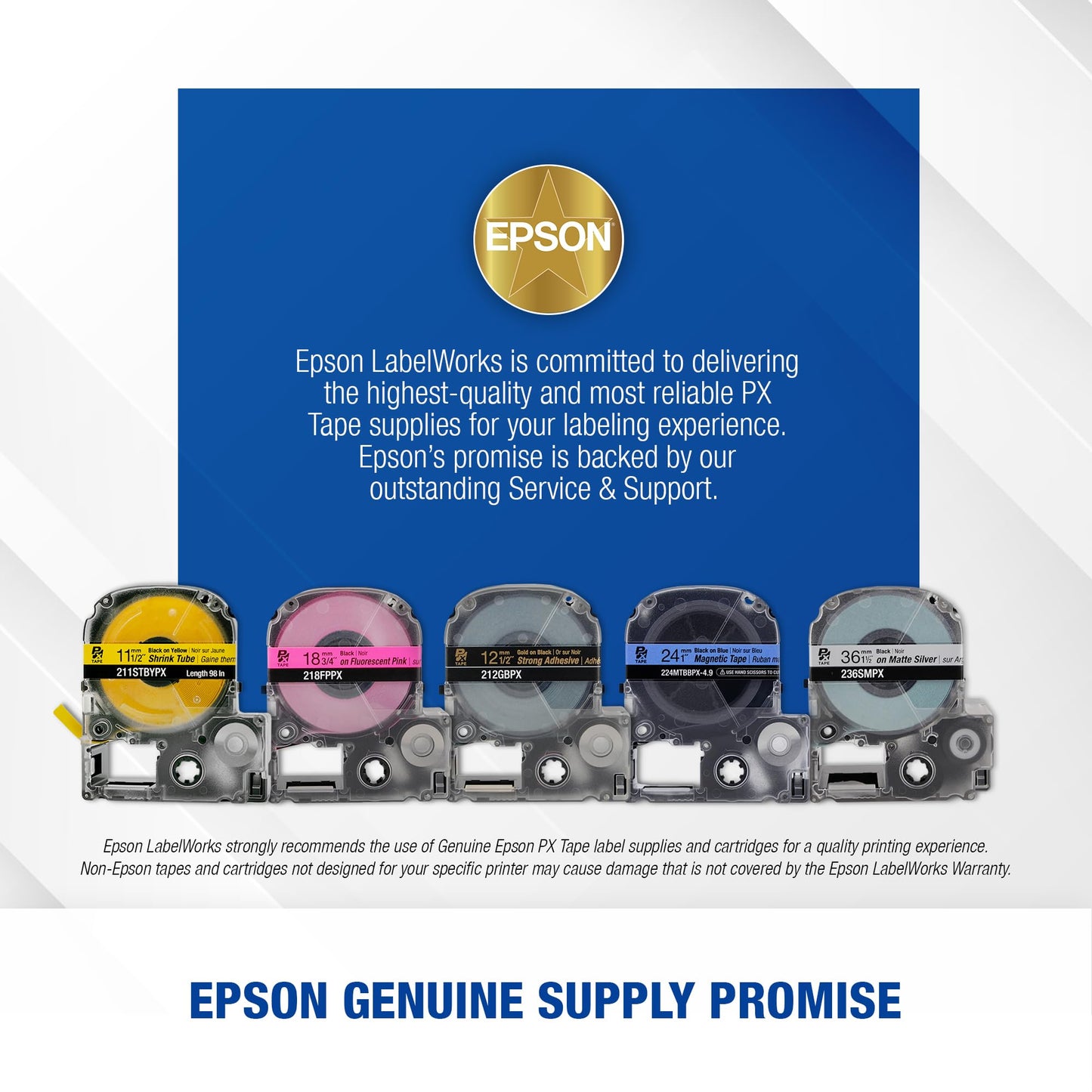 Epson LABELWORKS 224BGPX Genuine PET (Polyester) Tape Cartridge - Black on Green Label Maker Tape - 1" (24MM) Wide, 30'