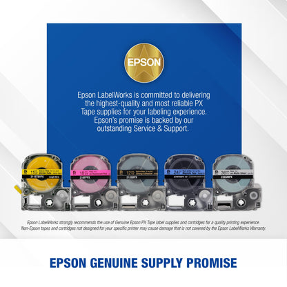 Epson LABELWORKS 206BGPX Genuine PET (Polyester) Tape Cartridge - Black on Green Label Maker Tape - 1/4" (6MM) Wide, 30'