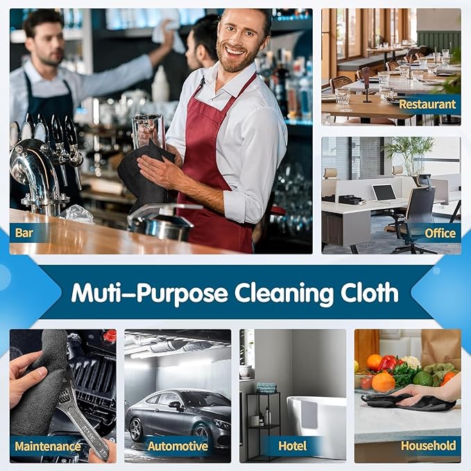 FIXSMITH Black Microfiber Cleaning Cloth -Pack of 50, Highly Absorbent Cleaning