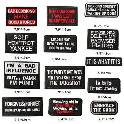 CDzyzh Iron On Patch,Funny Phrases Slogan Letter Sew on/Iron on Word Embroidered Patches for Motorcycle Biker Vest Jackets Backpacks Jeans Hat Clothing Bag Gear,Uniform 36pcs