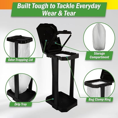 Wakeman Heavy Duty Black Trash Bag Portable Trash Bag Holder Stand