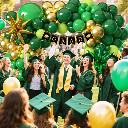 KARLURE Green and Gold Balloon Arch Kit with Stars, Emerald Green and Gold Party Decorations for 2026 Graduation Prom World Cup Birthday Baby Shower Dinosaur Jungle Party Supplies