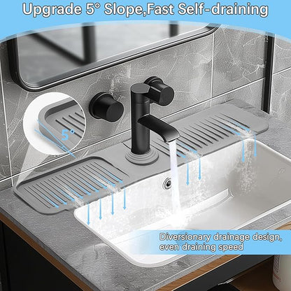 5° Slope Kitchen Sink Faucet Mat, Kitchen Sink Splash Guard, Silicone Material