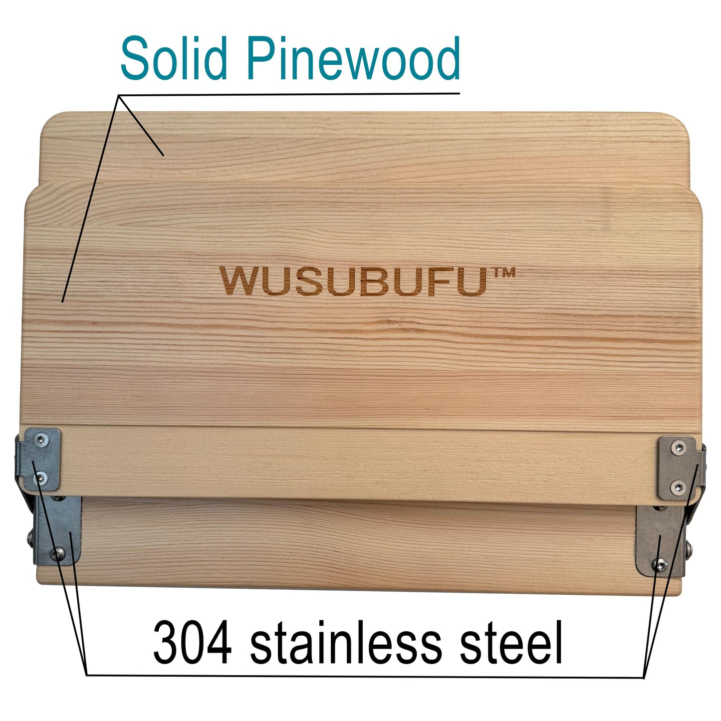 WUSUBUFU Wooden Book Stand, Cookbook Stand, iPad Holder (Made of Solid Wood, Crack-Resistant Design, Sturdy & Durable, Stainless Steel Hardware)