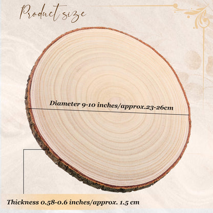 Tioncy 10 Pack Large Wood Slices for Centerpieces Unfinished Rounds Wood Slabs for Tables Decor Natural Wooden Circle for DIY Crafts Rustic Wedding Centerpiece Decor (9-10 Inch)