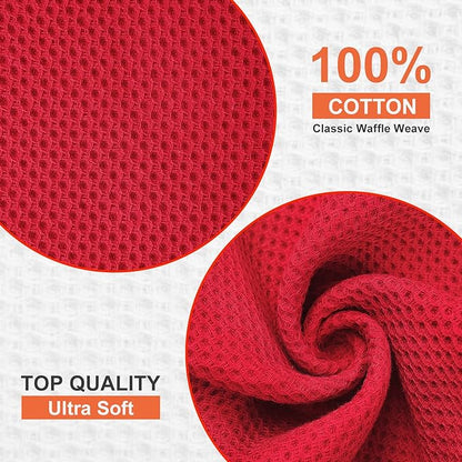 Kitinjoy 100% Cotton Kitchen Dish Cloths, 6 Pack Waffle Weave Ultra Soft