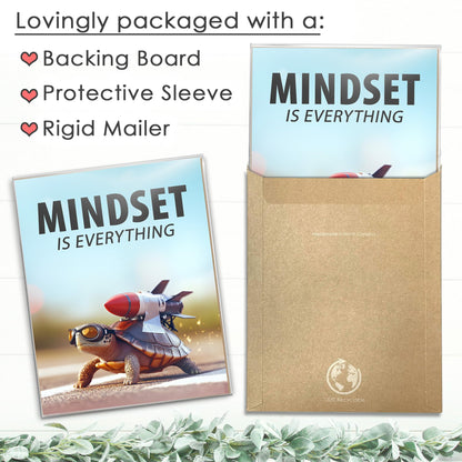 Mindset Is Everything Art Print - 11x14 | Motivational Wall Art for Office Decor | Inspirational Wall Pictures for Girls Room | Aesthetic Room Decor for Bedroom | Living Room Wall Art