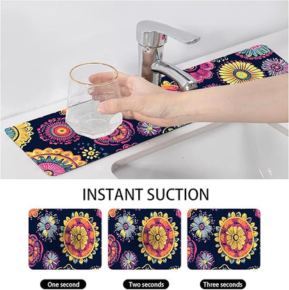 Bimkole 2 PCS Faucet Absorbent Mat, Kitchen Faucet Sink Splash Guard Wraparound
