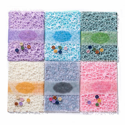 156 Sheets Textured Scrapbook Paper & Mesh Fabric Assorted Set +30 Buttons - 6 Pack Mixed Special Paper for DIY Scrapbooking Planner Bullet Junk Journal Supplies Collage Background 3.9x5.5 Inch