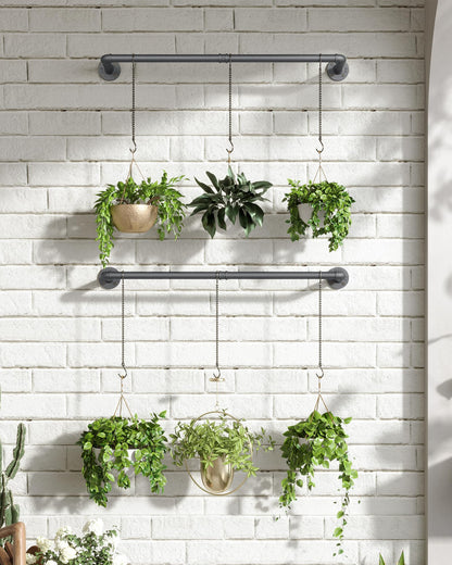 SOFITORG Plant Haning Rod, 2 Pack Hanging Planters for Indoor Plants with 3 Chains, Wall Plant Hanging Bar for Window Celling, 38.2 Inch, Metal Black, Pots Not Included