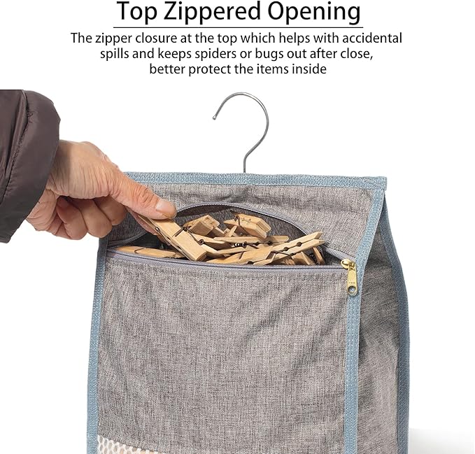 Laundry Clothespin Bag for Clothesline Outdoor, Clothes pin Bag