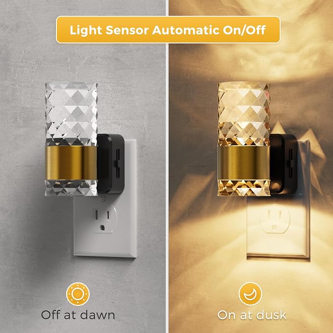 L LOHAS LED Night Light, Modern Night Lights Plug into Wall, 3000K Soft Warm 0-100LM Adjustable Night Lights,Automatic Nightlights Plug in with Dusk to Dawn Sensor for Rooms Bathroom Hallway Decor