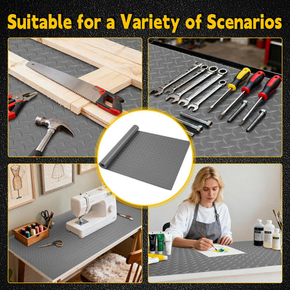 ARQRHTLY Workbench Mat, PVC Work Bench Mat with Non-Slip Texture, 2mm Thick Scratch & Stain Resistant Surface for Painting, Woodworking, Crafting, Building and Tool Protection (Grey, 23.62" x 47.24")