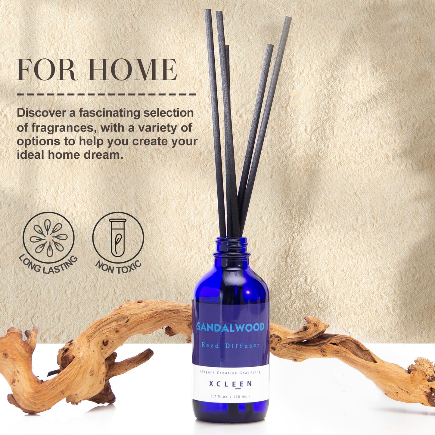 Reed Diffusers Set, 3.7 Oz Scent Diffuser, 6 Reed Diffuser Sticks, Home Fragrance Hyacinth, Peony & Citrus, Aromatherapy Oil Diffuser Reeds, More Masculine Scent, Bathroom & Office Decor 110ml